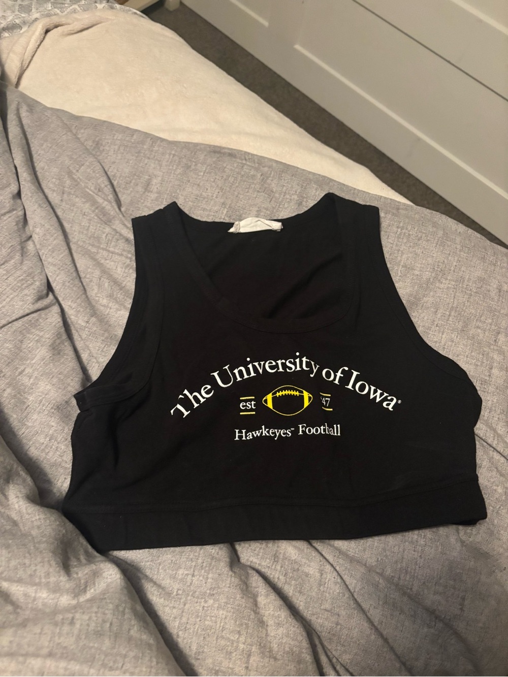 University of Iowa Hawkeyes Black Crop Tank Top